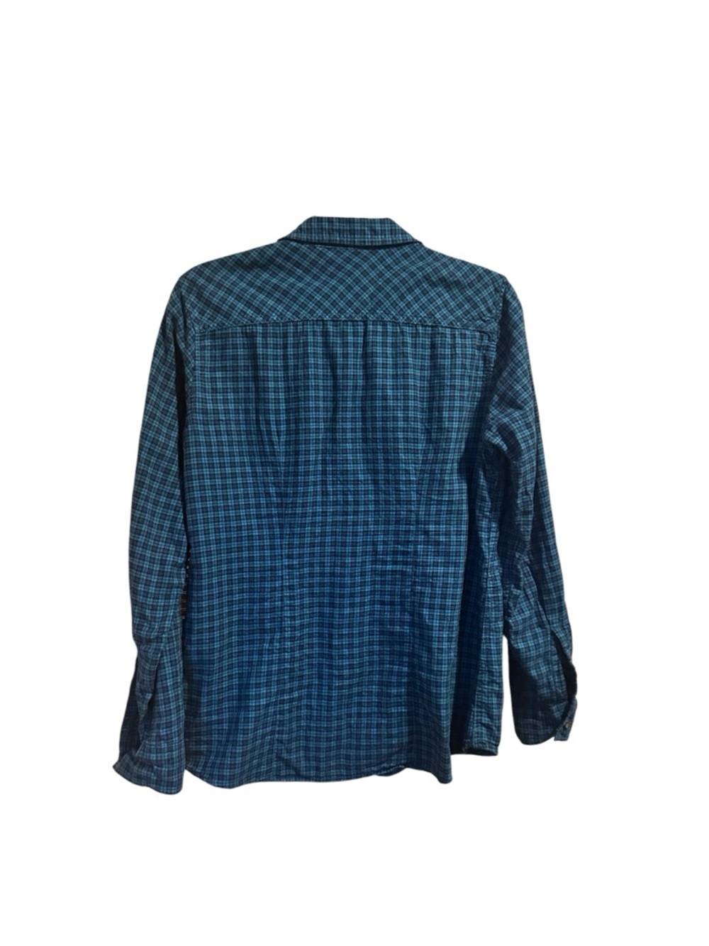 Flannel Teal and Black Plaid Women’s Shirt - Picture 3 of 5